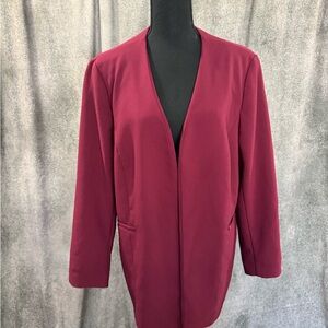 Anne Klein Open-Front Wine Blazer